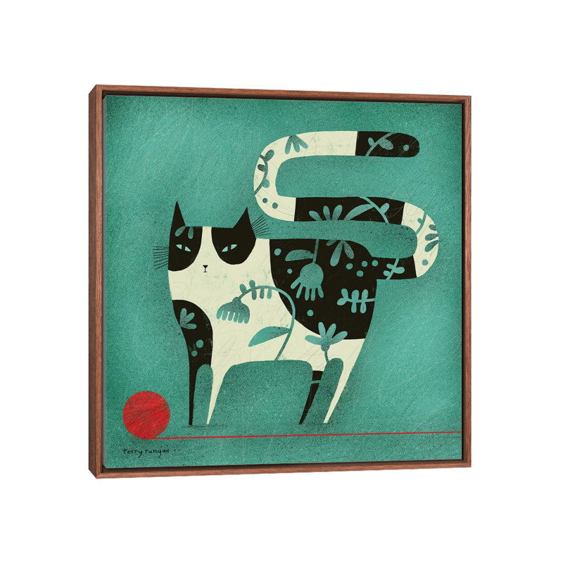 «Red Yarn» par Terry Runyan - impression, Toile avec cadre brun, Pas de tapis, H 37 po x l 37 po x P 1,5 po