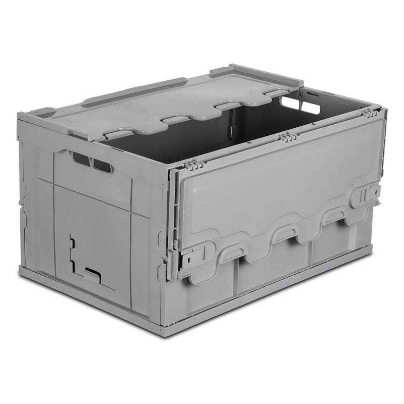 Mount-It! Collapsible Plastic Storage Crate, Folding Utility Distribution Container w/ Attached Lid