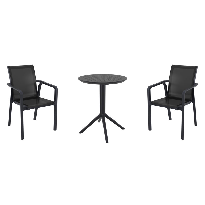 Ensemble bistro pour 2 personnes avec chaises élingues 24 po Farrah, Noir