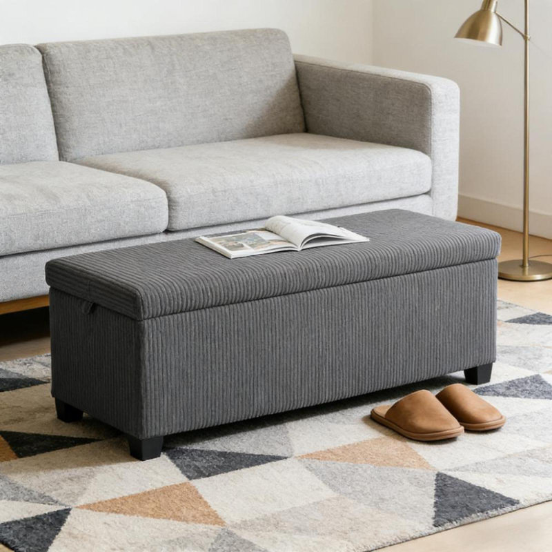 Banc de lit avec rangement, H 15,7 po x l 44,1 po x P 16,5 po, Gris