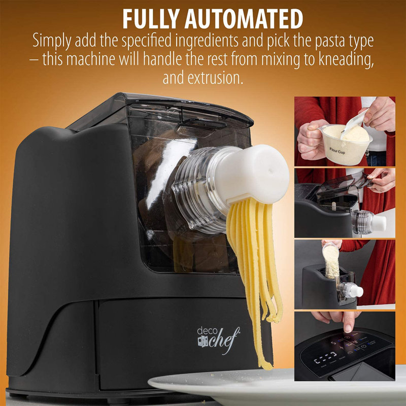 Black Electric Automatic Pasta Maker with 13 Interchangeable Discs