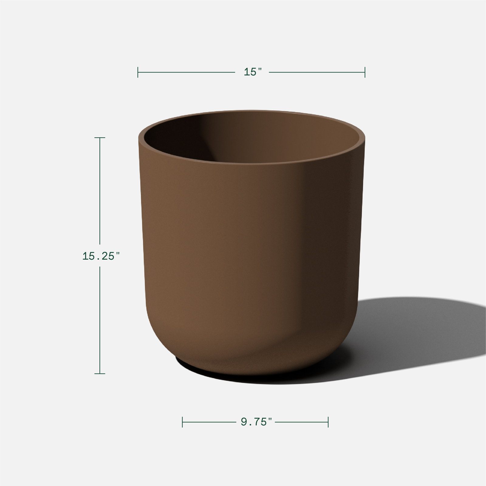 Mason Series Kona Planter, 1, Espresso, 15.25" H x 15" W x 15" D