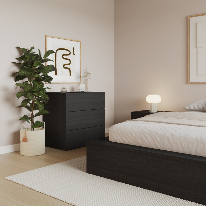 Commode moderne à 3 tiroirs, Black