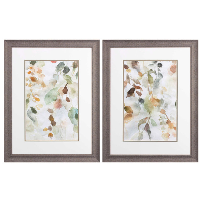 Ensemble de deux reproductions d'art encadrées en cascade brune