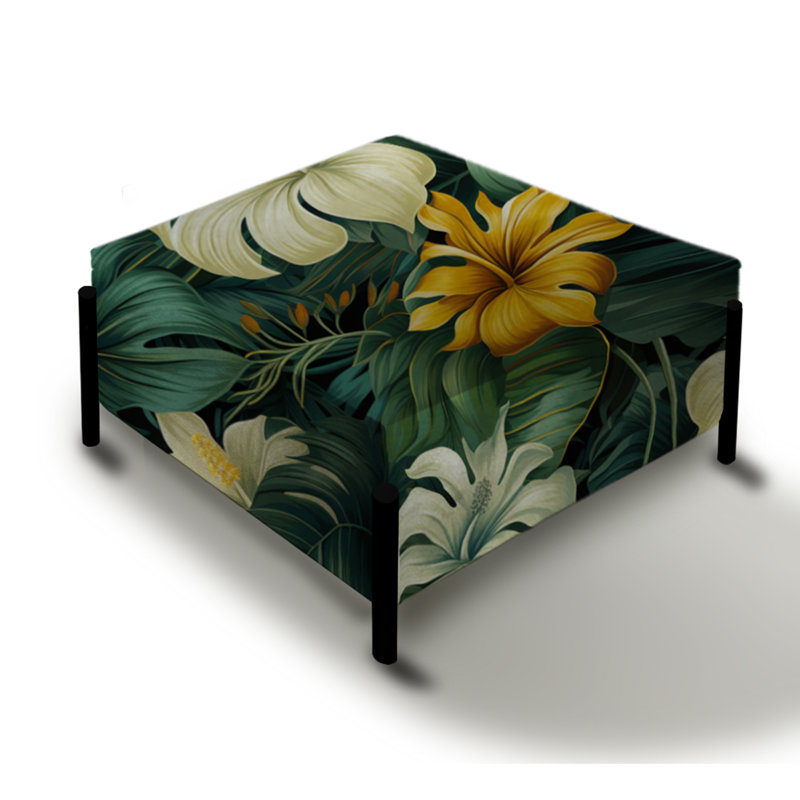 Monstera Elegance Tropical Pattern III - Tropical Large Square Ottoman