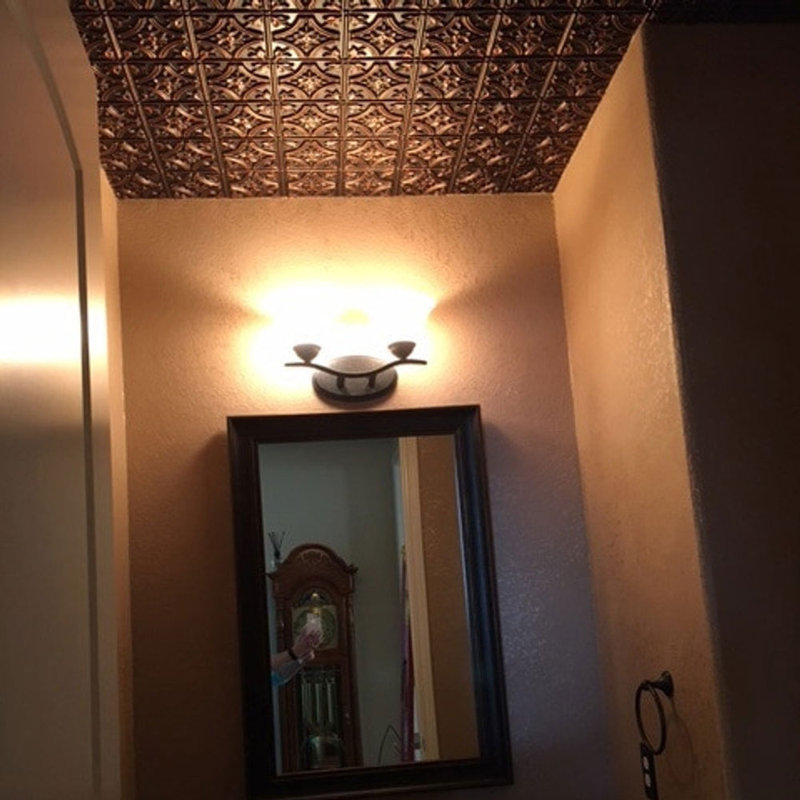 Antique Copper Faux Tin Ceiling Tiles, 24x24 Inch, Set of 25