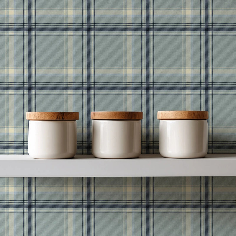 Tartan Ashcroft, Pale Mineral Blue, Peel & Stick