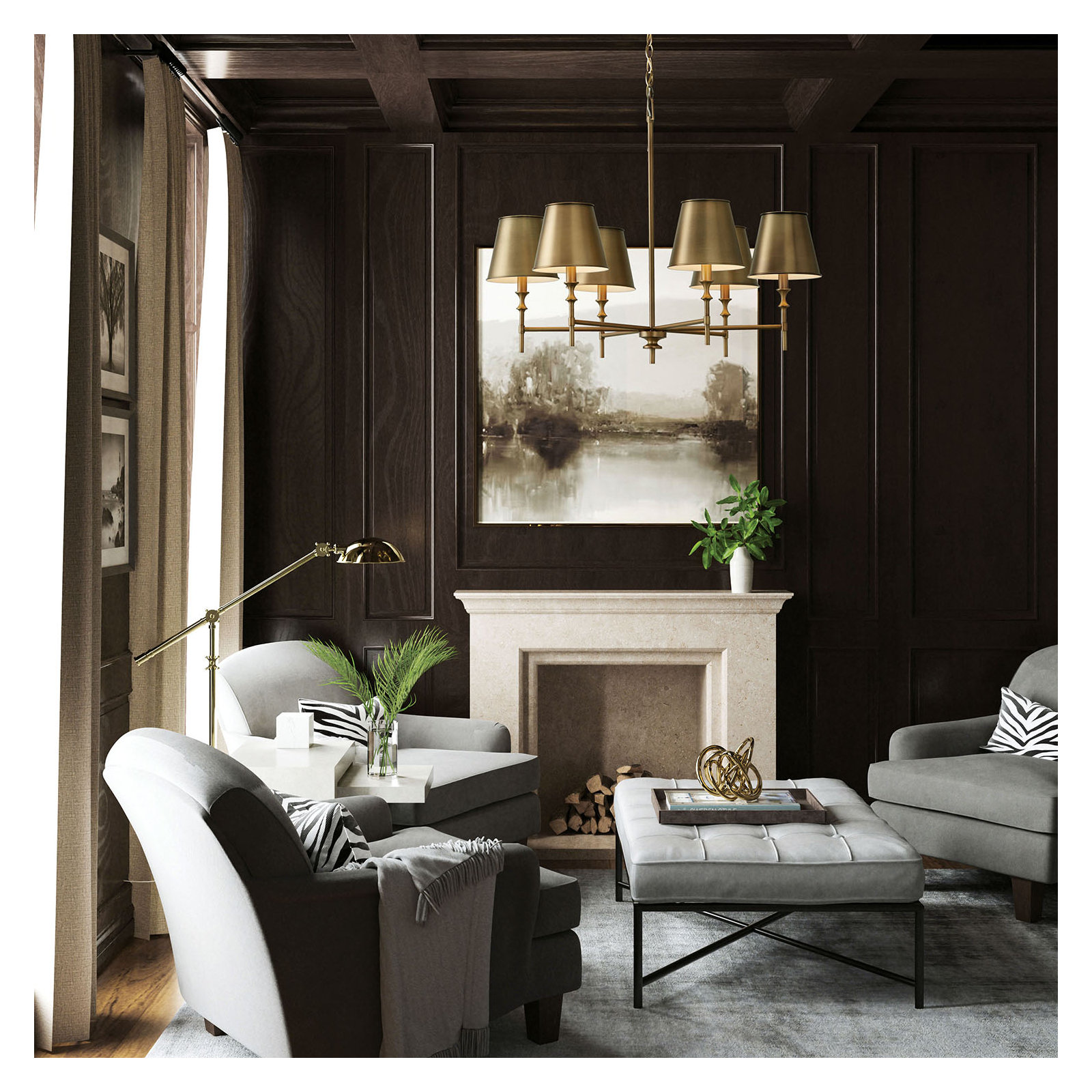 Freya Metal Dimmable Chandelier, 27" H x 34" W