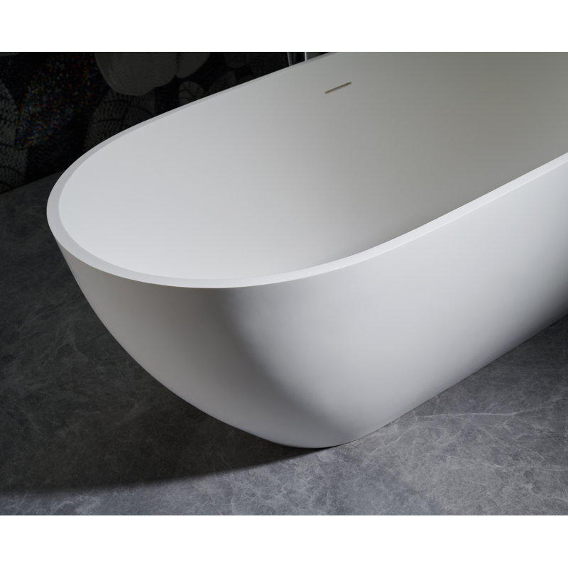 CASCADE 63" Freestanding Solid Surface Bathtub in White