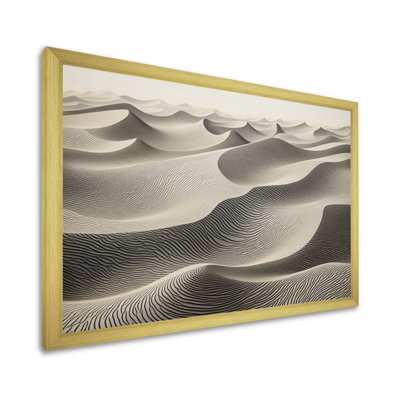 «Gray Saharan Dunes II», reproduction sur toile, Encadrement doré, H 16 po x l 32 po x P 1 po