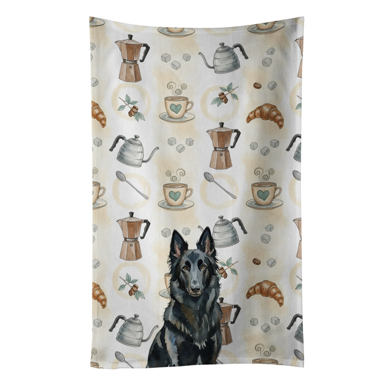 Belgian Sheepdog Groenendael Coffee Bar Kitchen Towel, Belgian Sheepdog Groenendael