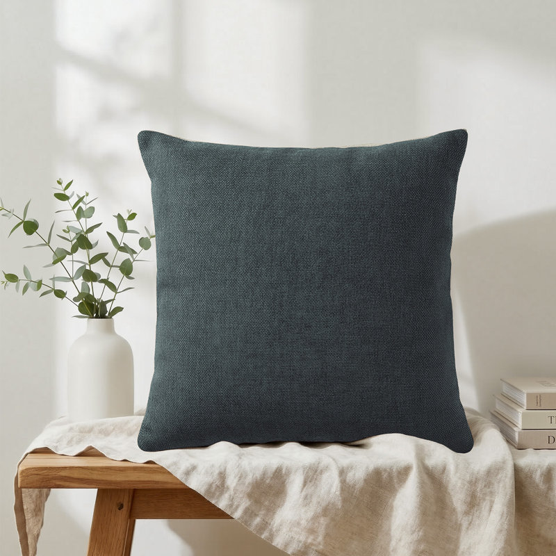 Housse de coussin en chenille douce, Bleu gris