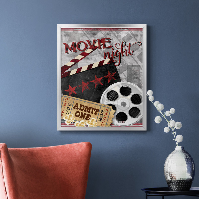 «Movie Night II», toile encadrée de qualité supérieure - prête à être accrochée, Or, H 24 po x l 20 po