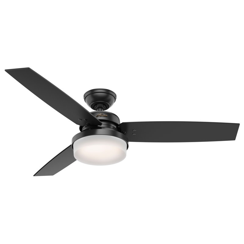 Matte Black 52" Ceiling Fan with LED Light and Remote