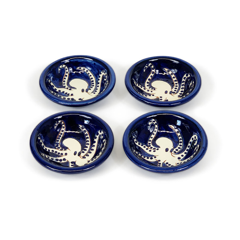 Calliope 80ml Handmade Ceramic Dessert Bowl, Blue/Black/White