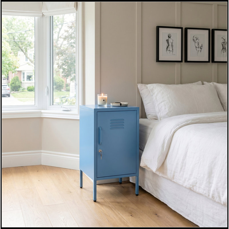 Une armoire de rangement multifonctionnelle en métal d'une hauteur de 27,17 pouces, Bleu