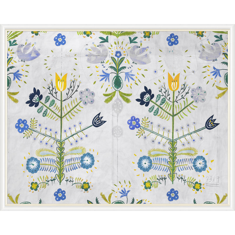 Fete 2 Print by Paule Marrot, White Framed, 43" H x 54" W x 1.25" D