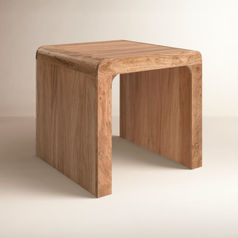 Table de bout courbée Runi, Naturel
