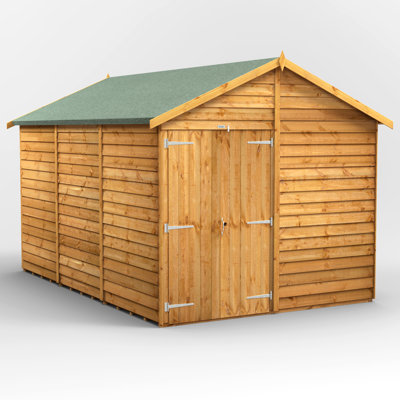 Powersheds 12 x 8ft Timber Overlap Windowless Garden Shed, Double Doors