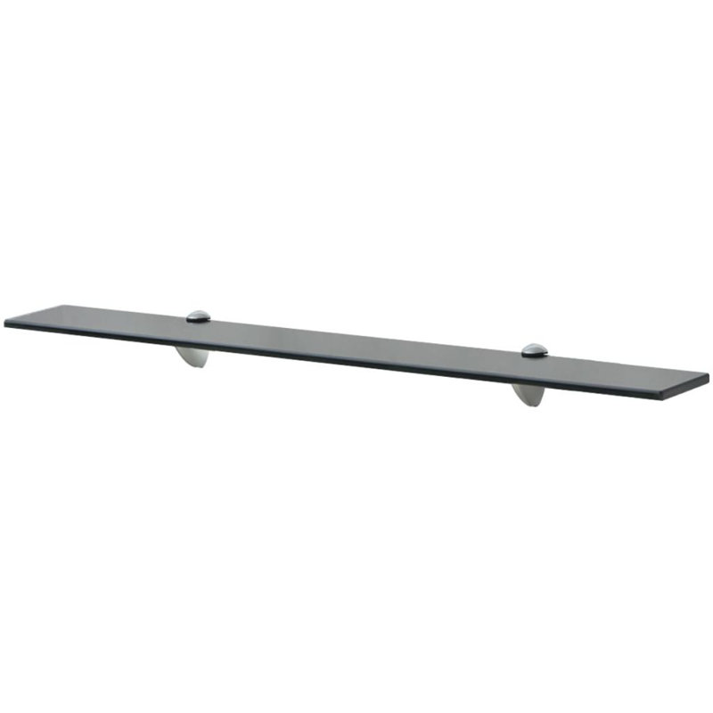 Wall Shelf Floating Display Shelf with Clip Brackets Tempered Glass, 0.3" H x 7.9" W x 31.5" L, Black