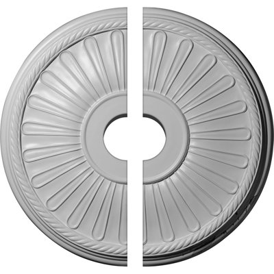 Endurathane Leandros Ceiling Medallion, 19 7/8"OD x 3 1/2"ID x 1 1/4"P (Fits Canopies up to 6 3/8"), Two Piece, Factory Primed