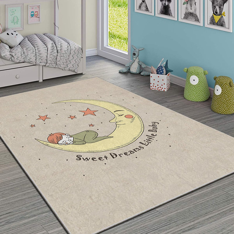 Luxurious Polyester Area Rug, 3.3 x 4.6 Feet | 740 g/m² Velvet Fabric, Non-Slip Felt Dot Underside, Laminated Sponge for Comfort | Antibacterial, Machine Washable at 86°F | Elegant Digital Print Design for Home Décor