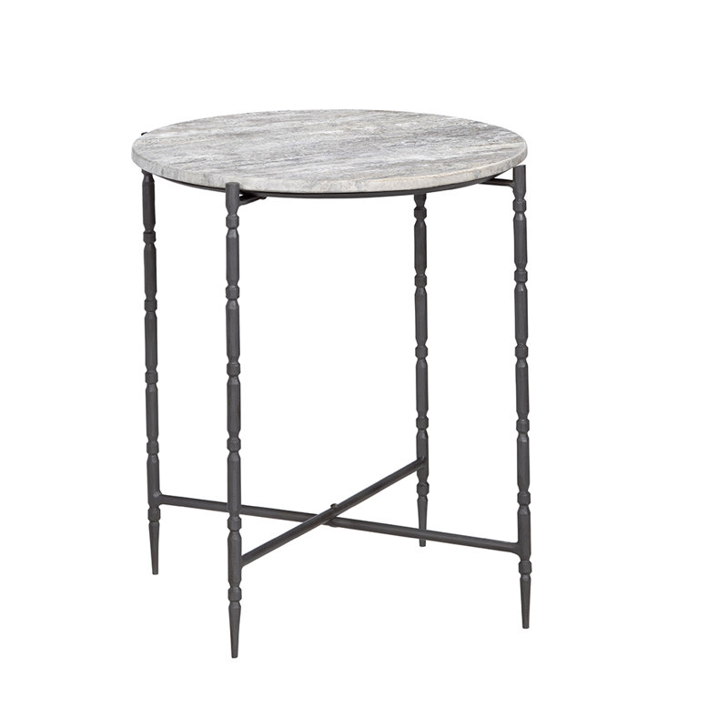 Round Gray Marble Accent_End Table