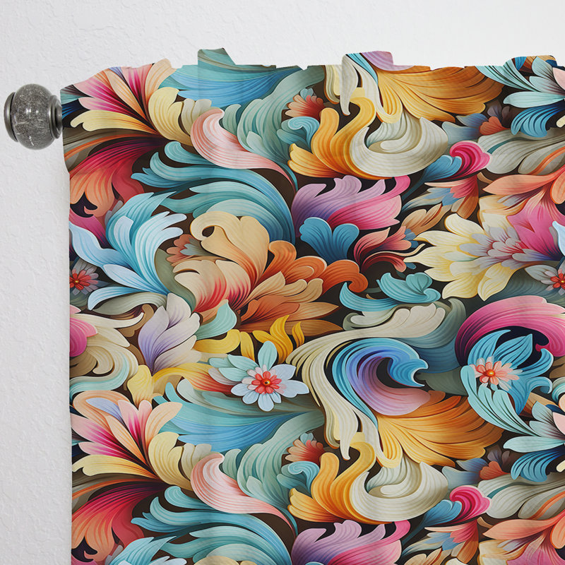 Enchanted Paisleys Emb - Rideau floral - Rideau floral obscurcissant - 1 panneau, L 52 po x L 95 po