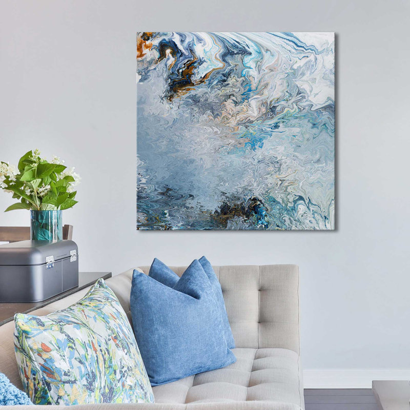 «Reading the actuel», peinture sur toile à cadre flottant, H 18 po x l 18 po x P 1 po, Toile tendue