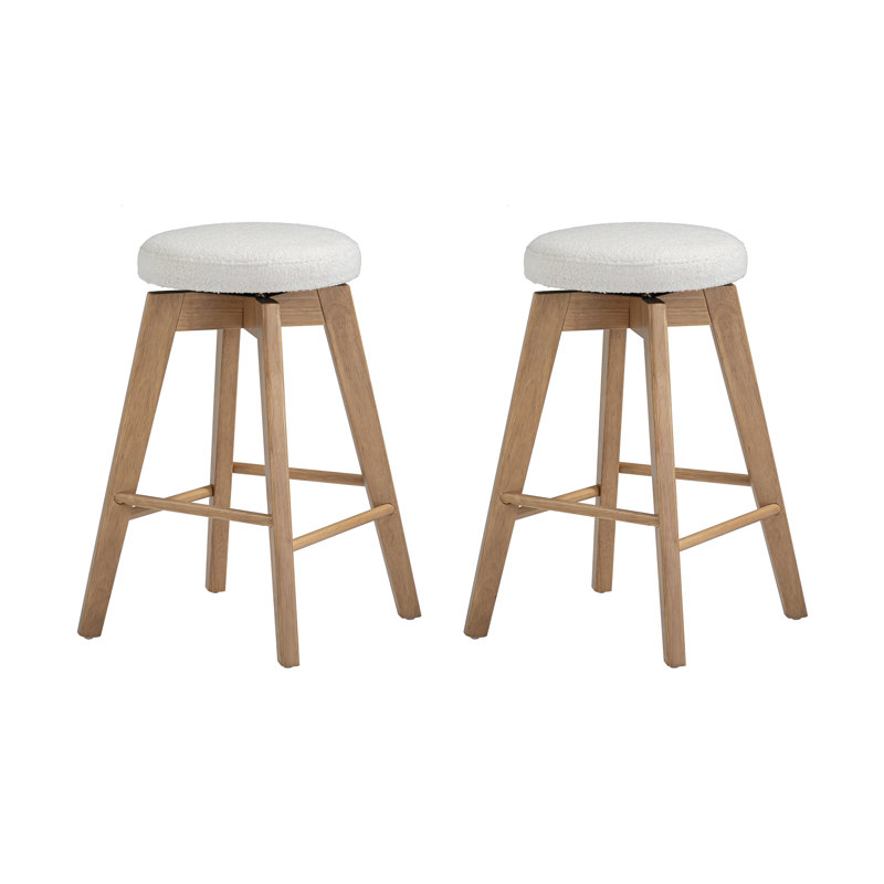 Amalia Swivel 26" Counter Stool, Natural/White Boucle, 2