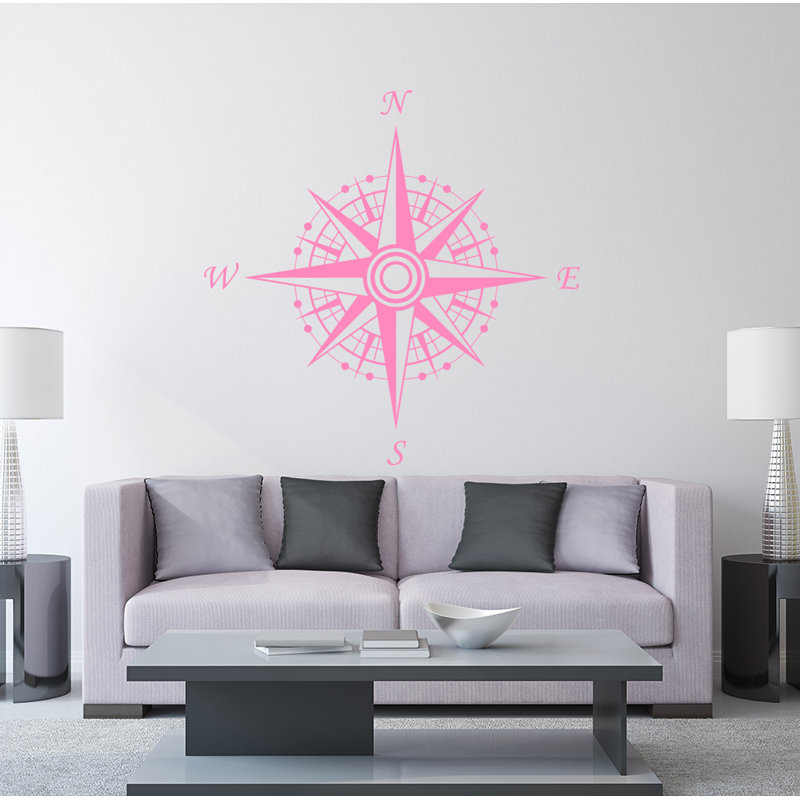Décalcomanie murale autocollante compass, Rose tendre