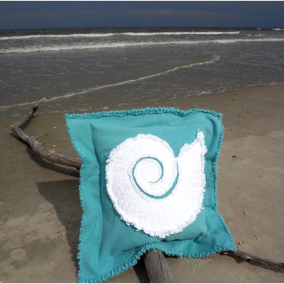 Coussin 100% coton Coastal Frayed Nautilus