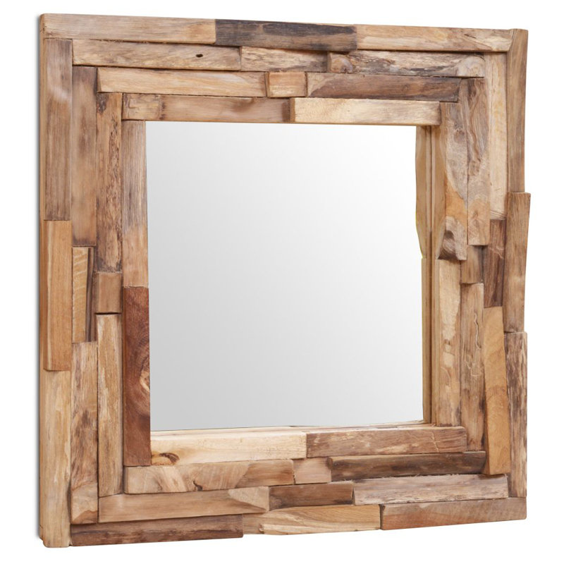 Scarlett Wood Flat Wall Mirror, 60cm H x 60cm W