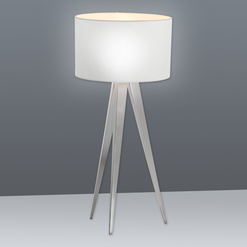 Abingdon Metal Tripod Lamp, White, Matt nickel