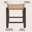 Tabouret d'appoint de patio intérieur / extérieur en bois de teck fabriqué à la main et en rotin synthétique sans dossier 15,75 po Columnar Coastal, brun clair et brun foncé