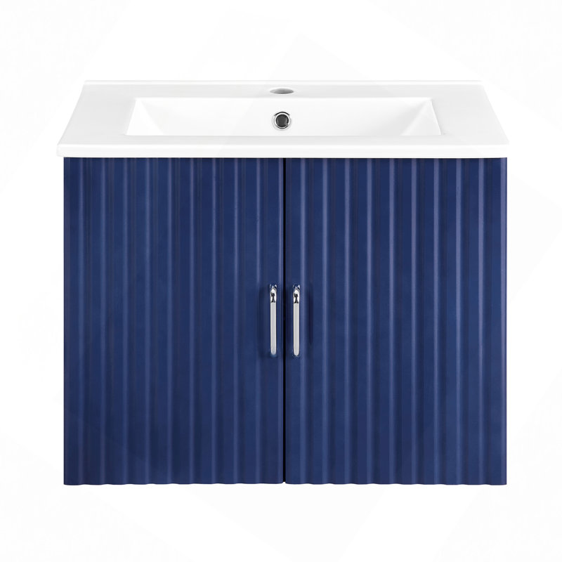 Meuble-lavabo mural 24 po avec lavabo en porcelaine blanche et portes à fermeture douce 24 po