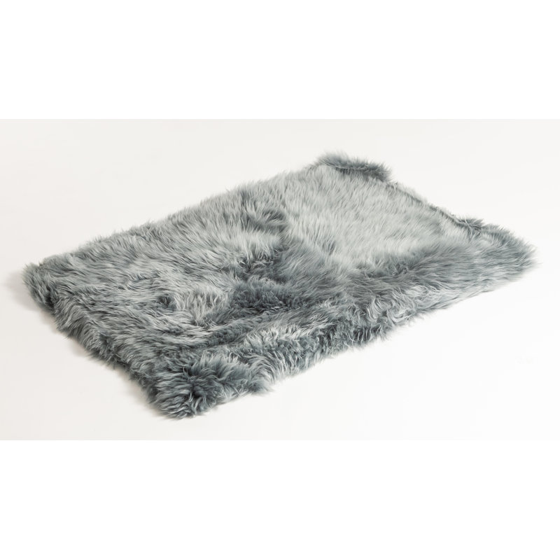 Tapis rectangulaire gris 3 pi x 5 pi en peau de mouton, 2 pi x 3 pi