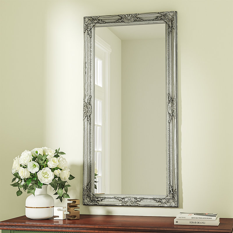 Mulder Wood Flat Wall Mirror, 120 cm H x 60 cm W, Silver