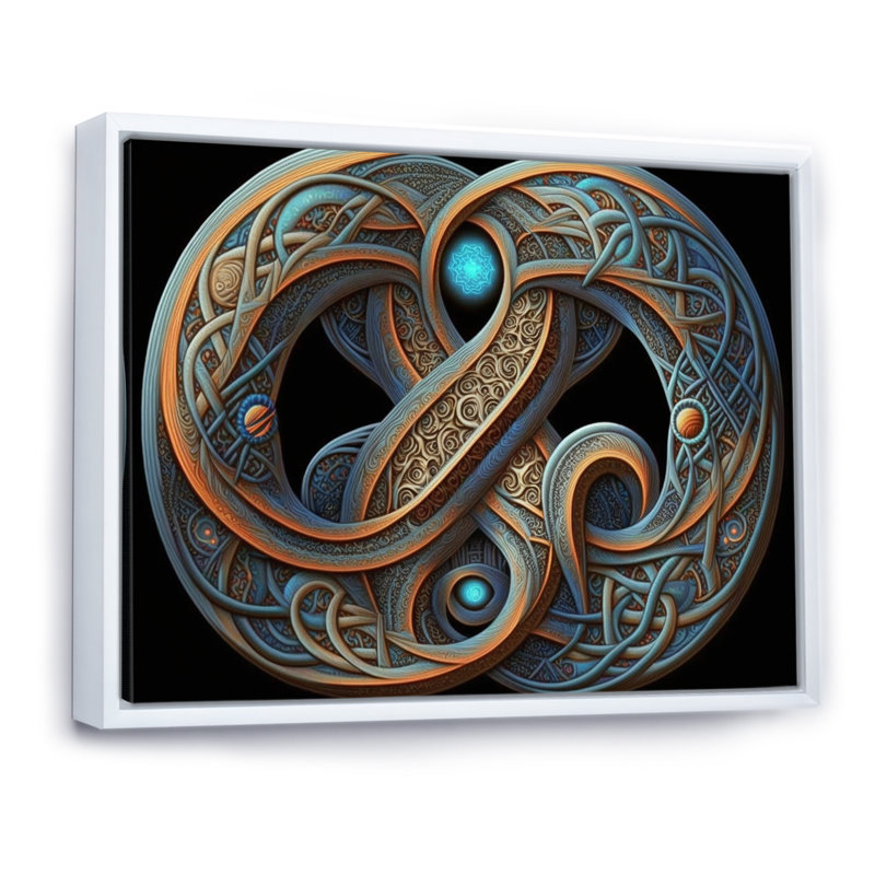 Abstrait Infinity Lenniscate en couleurs rétro - reproduction sur toile, H 34 po x l 44 po x P 1,5 po, Cadre flottant blanc