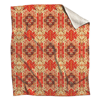 Couvertures à motif damassé rouge et beige