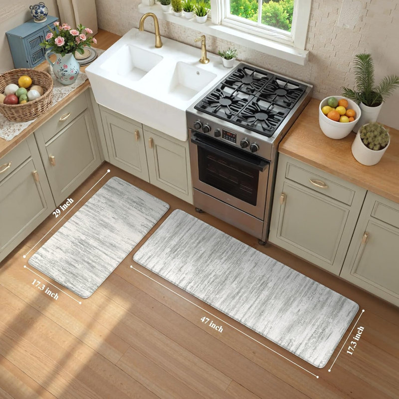 Ensemble de 2 tapis de cuisine anti-fatigue, Gris