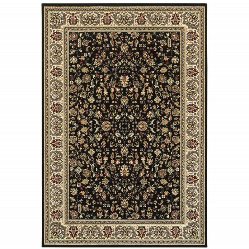 Tapis noir / ivoire Greenwich, Rectangle 3 pi 10 po x 5 pi 5 po