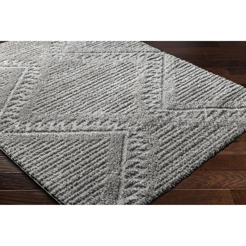 Tapis gris à poils longs Khlani Kaja, Rectangle 5 pi 3 po x 7 pi
