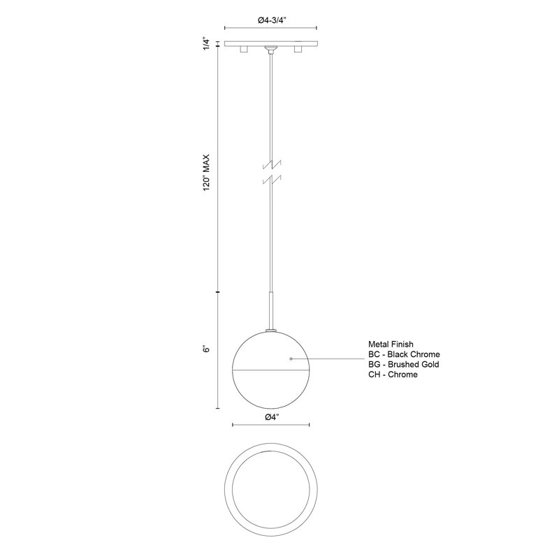 1 - Light LED Pendant, Chrome