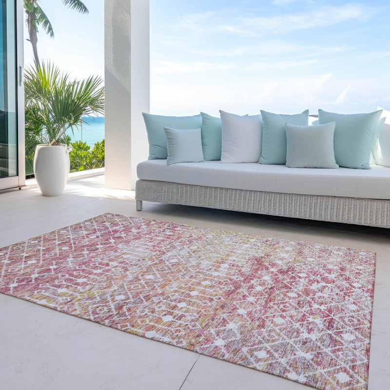 Calandria Pink Washable Indoor-Outdoor Rug - LOOMLAN, 5' x 7'6"