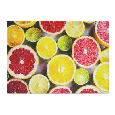 Tempered Glass Sliced Citrus Fruits Chopping Board