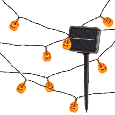 Solar Powered Jack O Lantern Pumpkin Light String 5 Ft