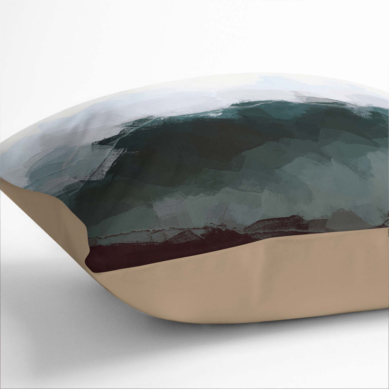 Misty Mountain Range Cushion with Filling, 55cm H x 55cm W x 20cm D, Stone