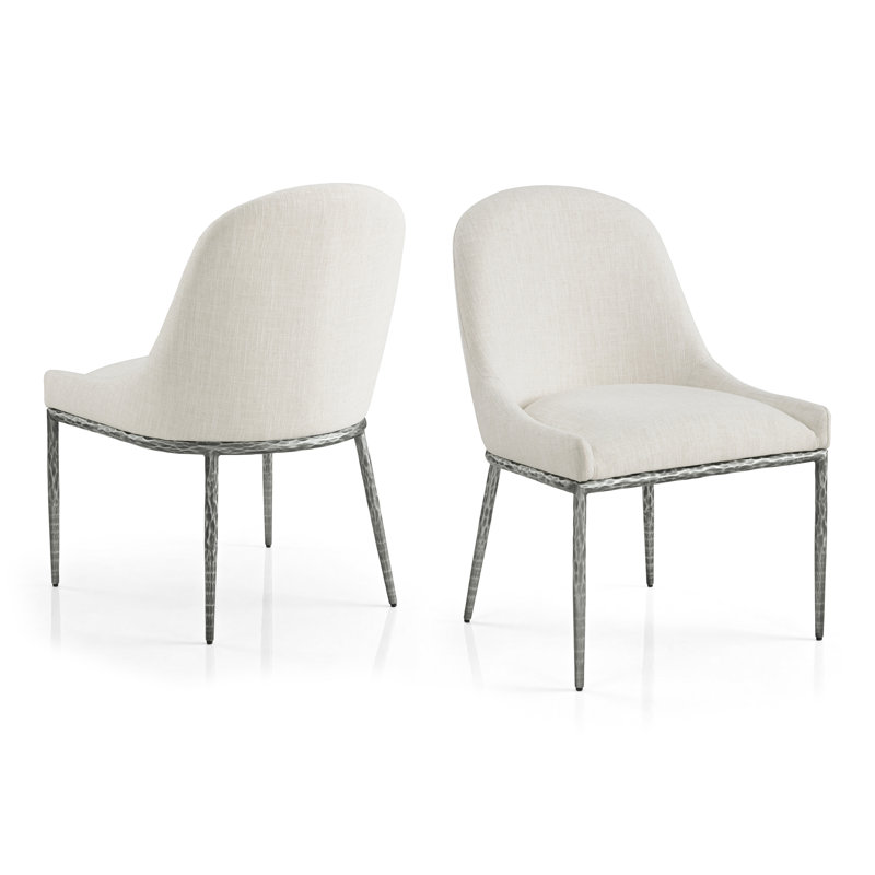Chaise d'appoint rembourrée en métal martelé Lalia, Gris