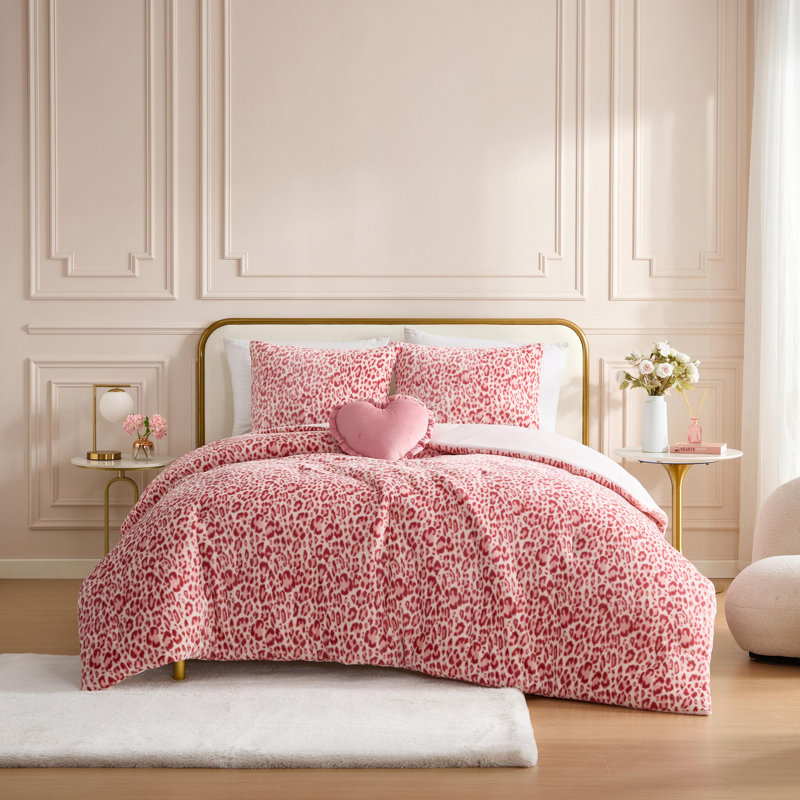 Ensemble d'édredon rose réversible Betsey Johnson, Très grand simple